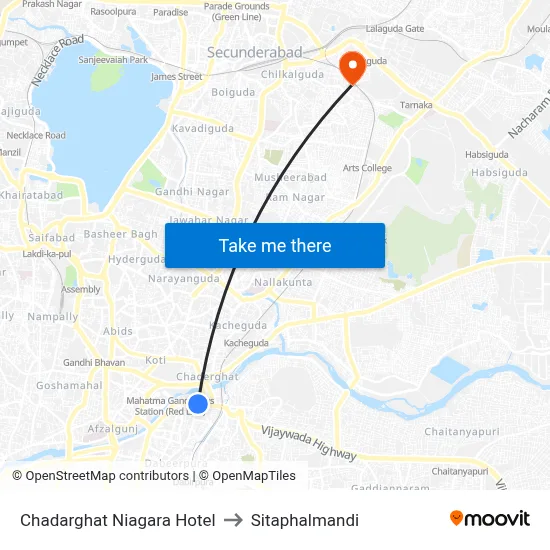 Chadarghat Niagara Hotel to Sitaphalmandi map