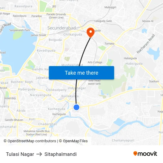 Tulasi Nagar to Sitaphalmandi map