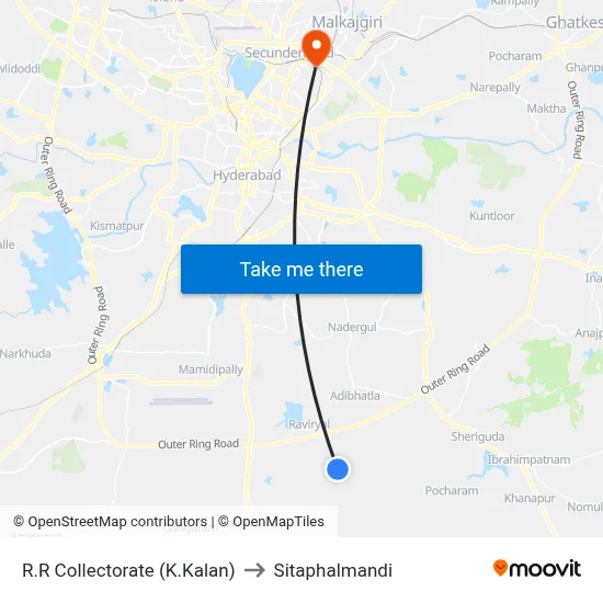 R.R Collectorate (K.Kalan) to Sitaphalmandi map