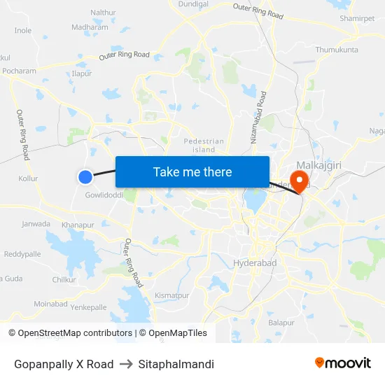 Gopanpally X Road to Sitaphalmandi map