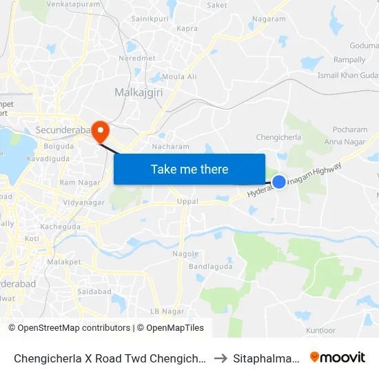 Chengicherla X Road Twd Chengicherla to Sitaphalmandi map