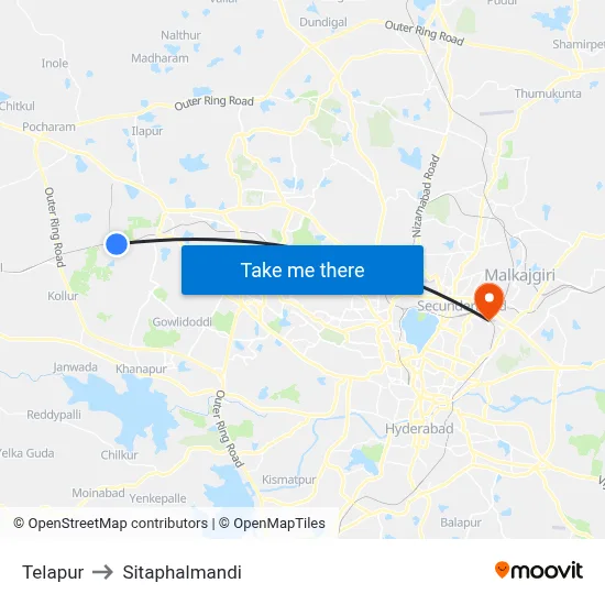 Telapur to Sitaphalmandi map