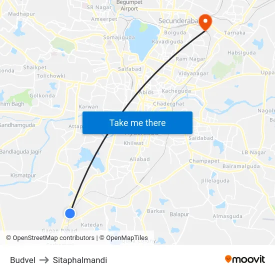 Budvel to Sitaphalmandi map