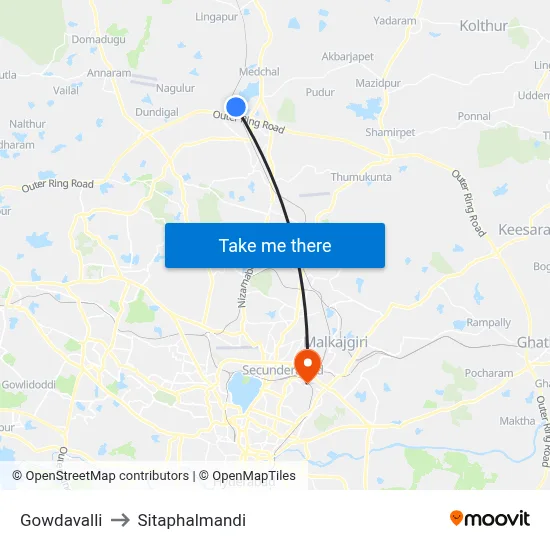 Gowdavalli to Sitaphalmandi map