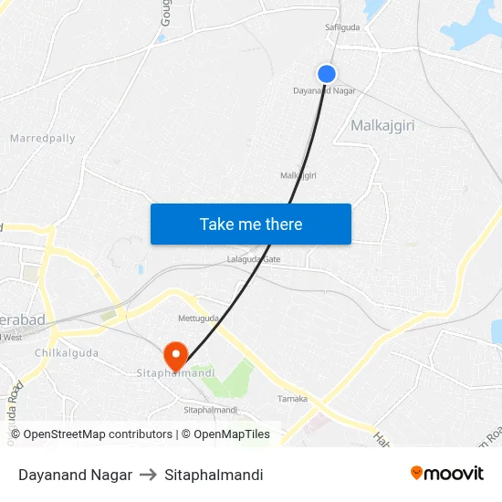 Dayanand Nagar to Sitaphalmandi map