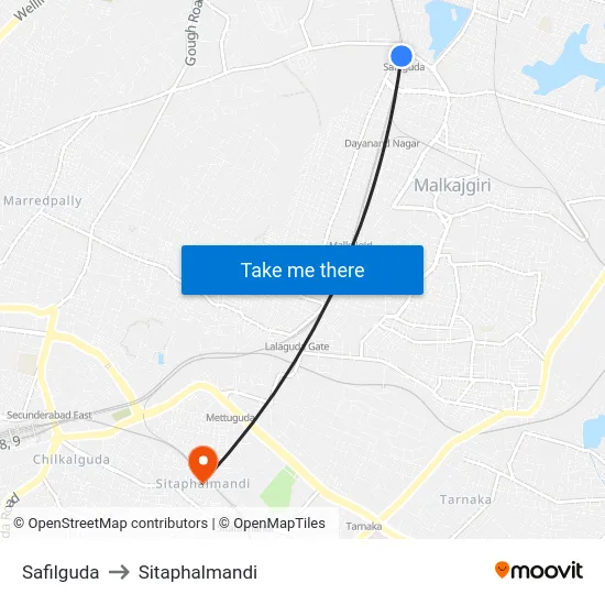 Safilguda to Sitaphalmandi map
