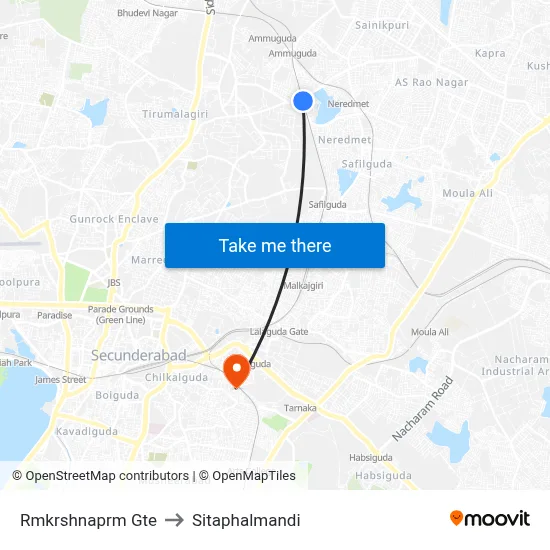 Rmkrshnaprm Gte to Sitaphalmandi map