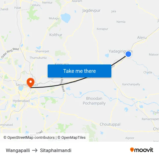 Wangapalli to Sitaphalmandi map