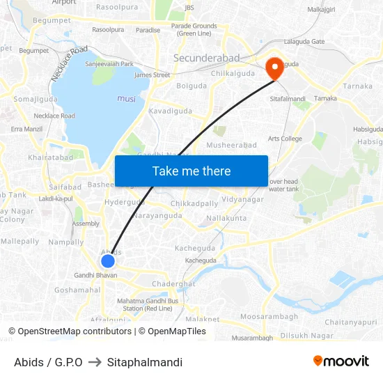 Abids / G.P.O to Sitaphalmandi map