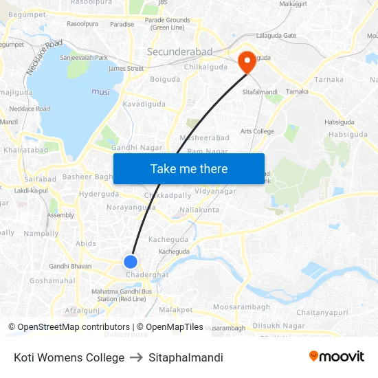 Koti Womens College to Sitaphalmandi map