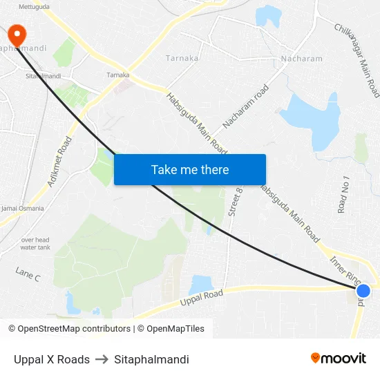 Uppal X Roads to Sitaphalmandi map