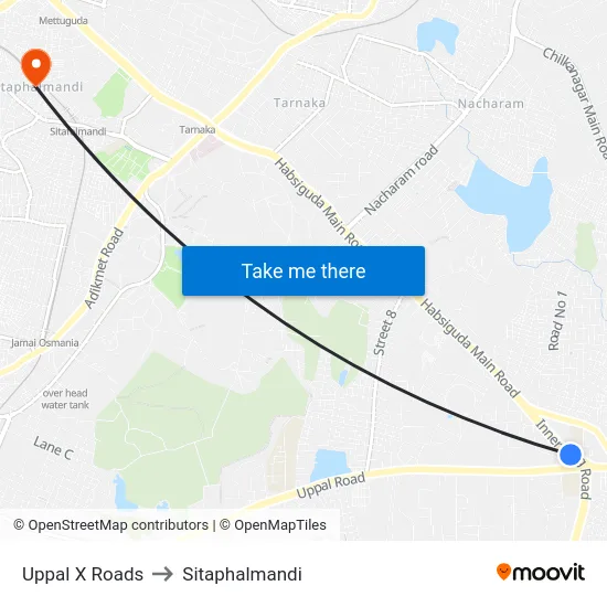 Uppal X Roads to Sitaphalmandi map