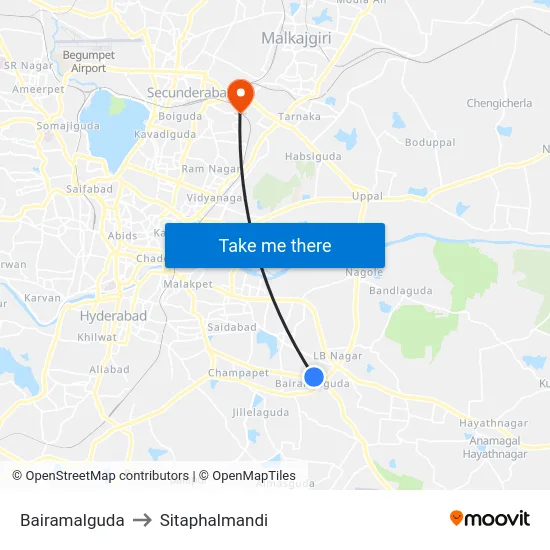 Bairamalguda to Sitaphalmandi map