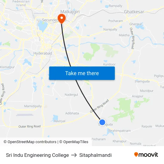 Sri Indu Engineering College to Sitaphalmandi map