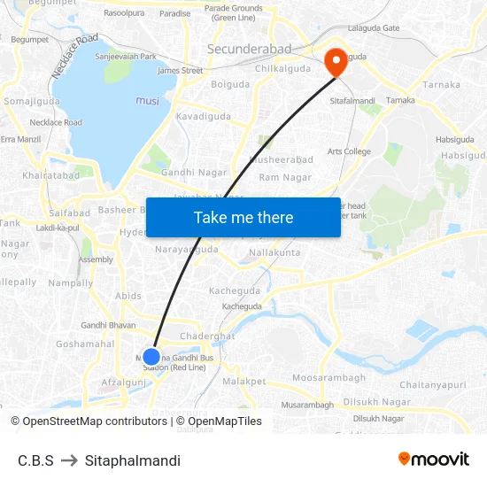 C.B.S to Sitaphalmandi map