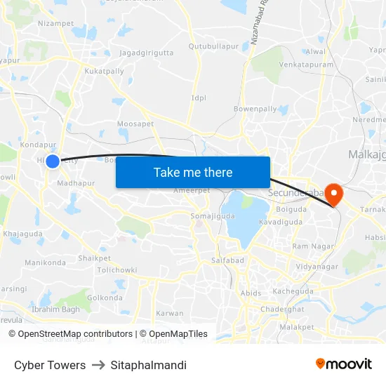 Cyber Towers to Sitaphalmandi map
