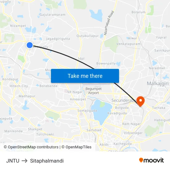 JNTU to Sitaphalmandi map