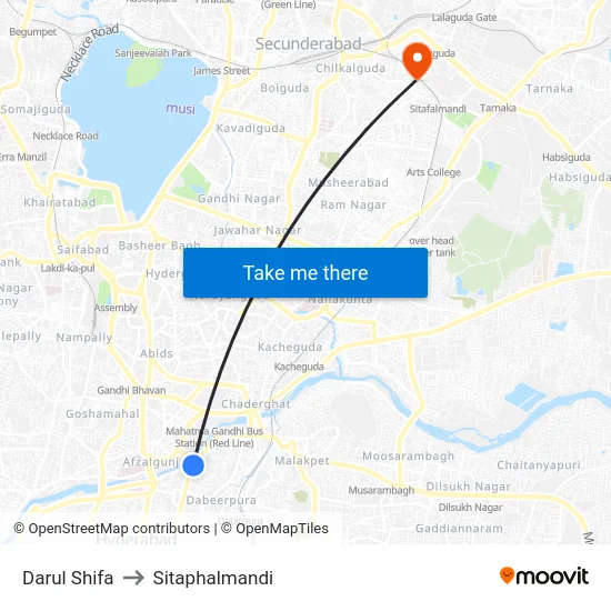 Darul Shifa to Sitaphalmandi map