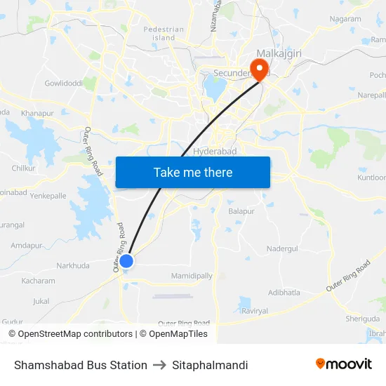 Shamshabad Bus Station to Sitaphalmandi map