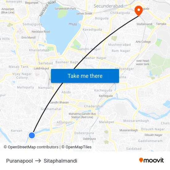 Puranapool to Sitaphalmandi map