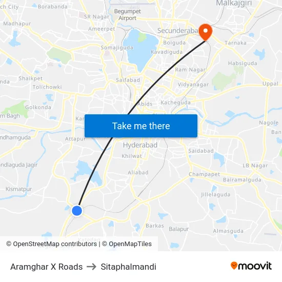 Aramghar X Roads to Sitaphalmandi map
