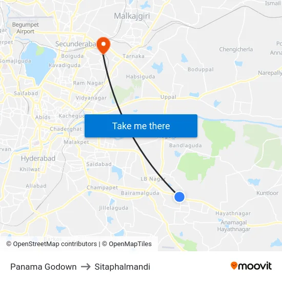 Panama Godown to Sitaphalmandi map