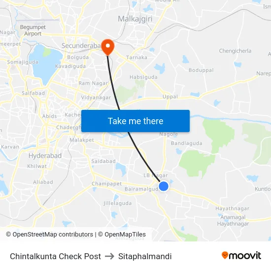 Chintalkunta Check Post to Sitaphalmandi map