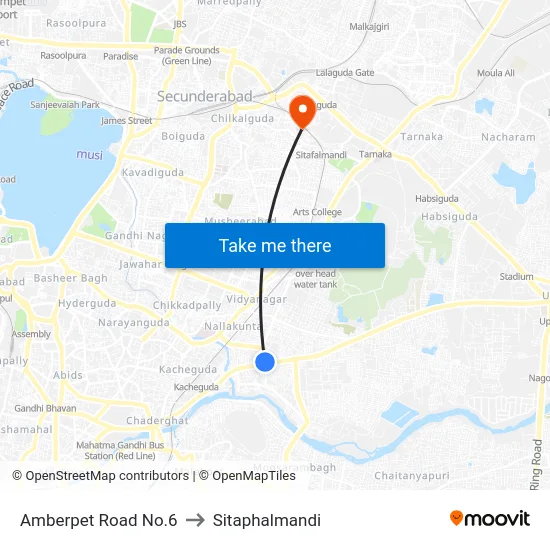 Amberpet Road No.6 to Sitaphalmandi map