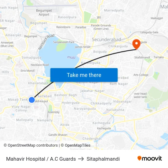 Mahavir Hospital / A.C Guards to Sitaphalmandi map