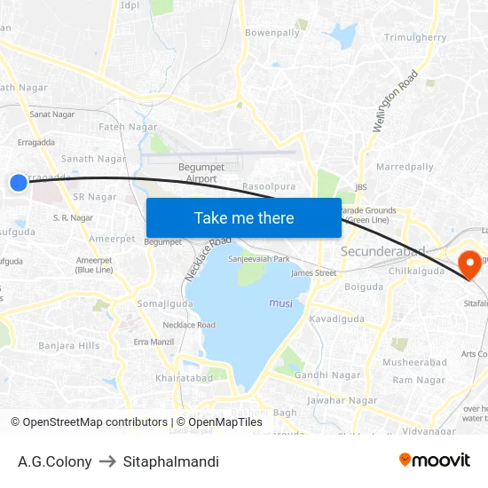 A.G.Colony to Sitaphalmandi map