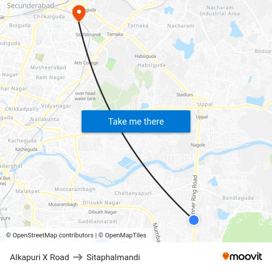 Alkapuri X Road to Sitaphalmandi map