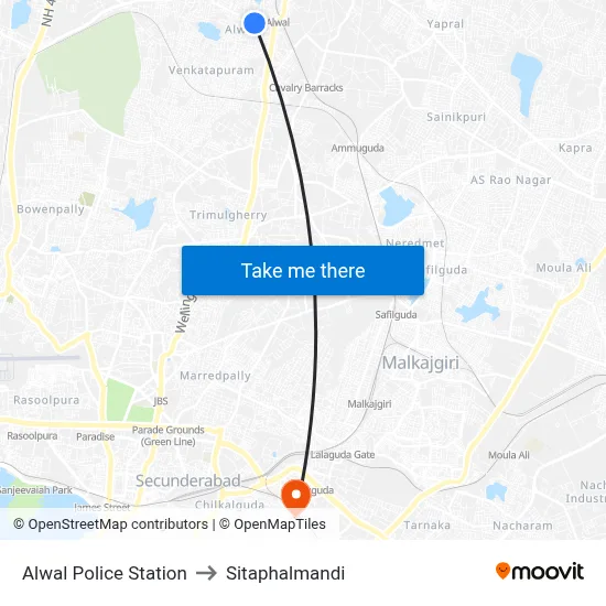 Alwal Police Station to Sitaphalmandi map
