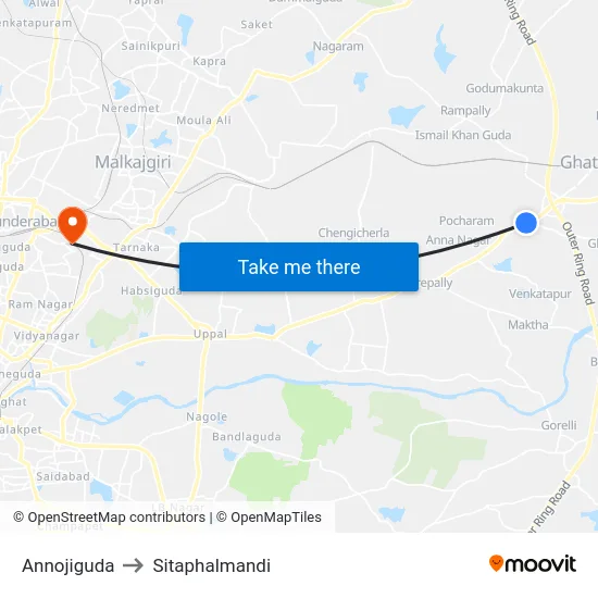 Annojiguda to Sitaphalmandi map