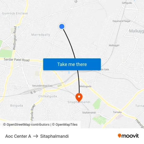Aoc Center A to Sitaphalmandi map
