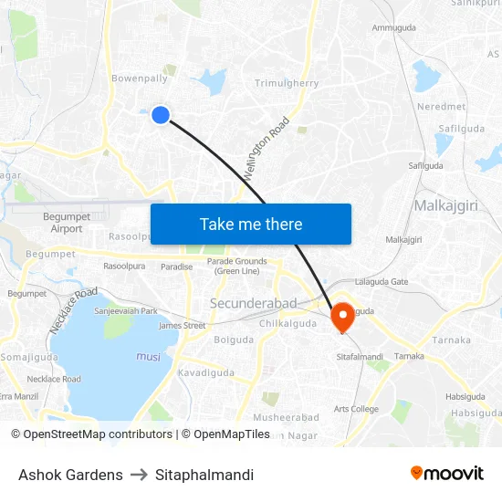 Ashok Gardens to Sitaphalmandi map