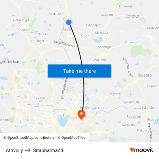 Athvelly to Sitaphalmandi map