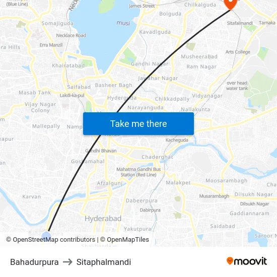 Bahadurpura to Sitaphalmandi map
