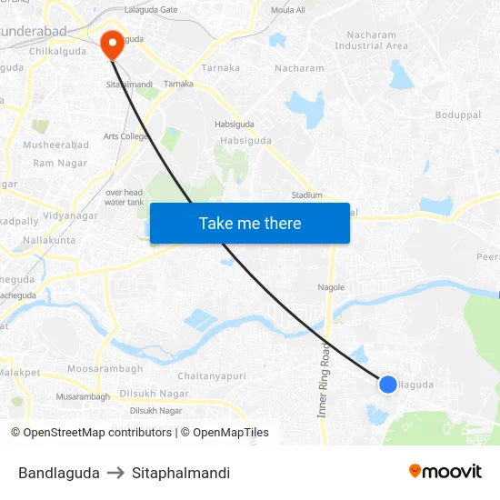 Bandlaguda to Sitaphalmandi map