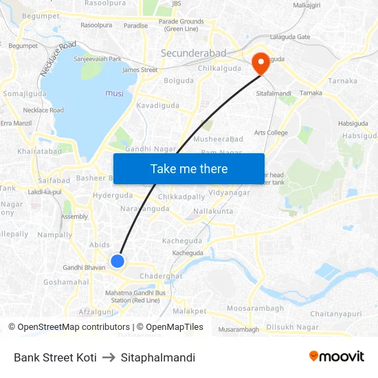 Bank Street Koti to Sitaphalmandi map