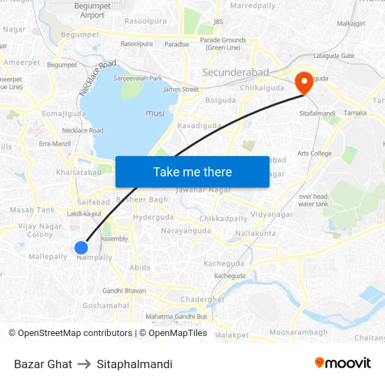Bazar Ghat to Sitaphalmandi map