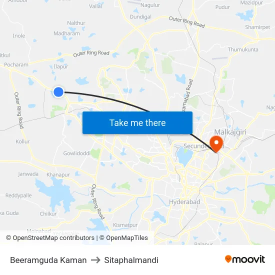 Beeramguda Kaman to Sitaphalmandi map