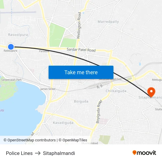 Police Lines to Sitaphalmandi map