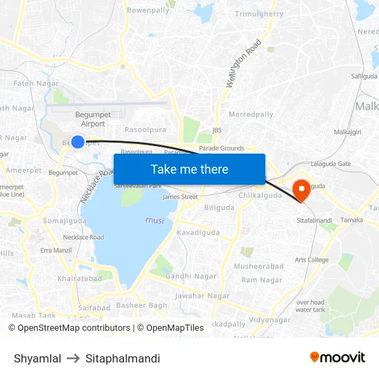 Shyamlal to Sitaphalmandi map