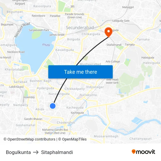 Bogulkunta to Sitaphalmandi map