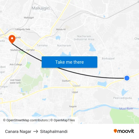 Canara Nagar to Sitaphalmandi map