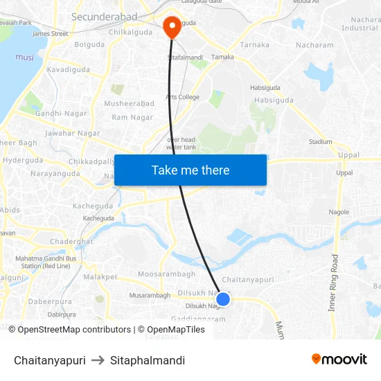 Chaitanyapuri to Sitaphalmandi map