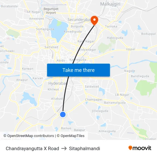 Chandrayangutta X Road to Sitaphalmandi map