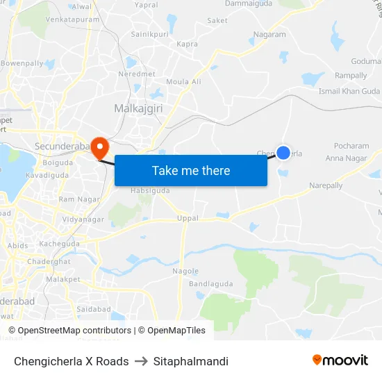 Chengicherla X Roads to Sitaphalmandi map
