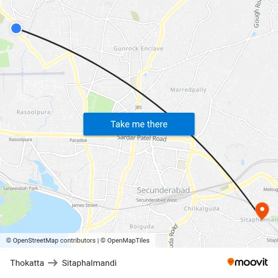 Thokatta to Sitaphalmandi map