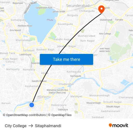 City College to Sitaphalmandi map